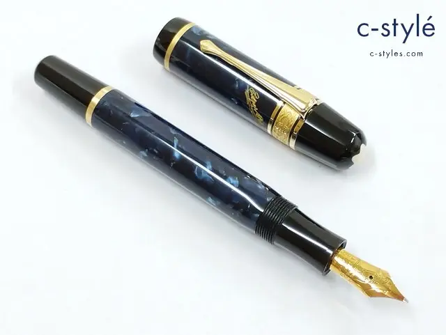 MONTBLANC モンブラン 万年筆 ネイビー系 作家シリーズ1998 エドガー･アラン･ポー ペン先18K