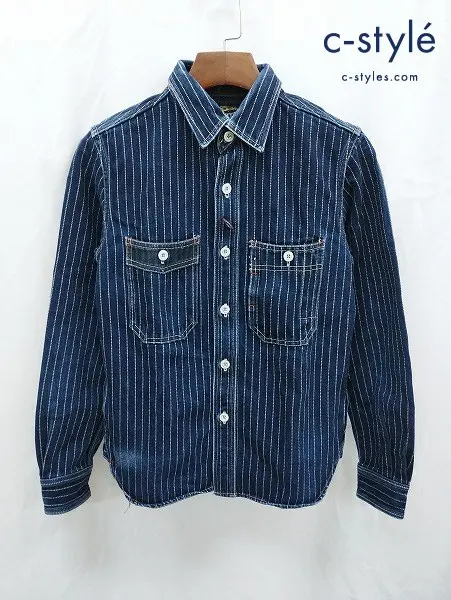 EIGHT-G エイトジー デニムシャツ 36 インディゴ Long Sleeve Wabash Stripe Work Shirt 8LS-36 日本製