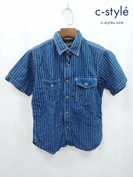 EIGHT-G エイトジー デニムシャツ 38 インディゴ WABASH STRIPE WORK SHIRT 8SS-19 綿100％ 日本製