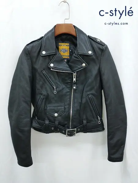 Schott ショット ライダースレザージャケット S ブラック 218W Womens LAMB ONE STAR 7197 レディース