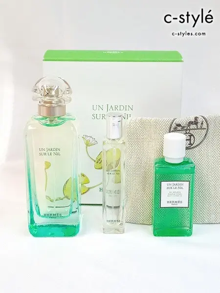 HERMES 香水 オードトワレ UN JARDIN SUR LE NIL 100ml + 15ml + ボディシャワージェル 40ml 残量約9割
