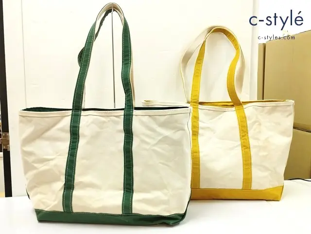 L.L.Bean エルエルビーン トートバッグ クリーム系×イエロー クリーム系×グリーン USA製 計2点