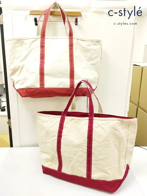 L.L.Bean エルエルビーン トートバッグ クリーム系×レッド クリーム系×ワインレッド系