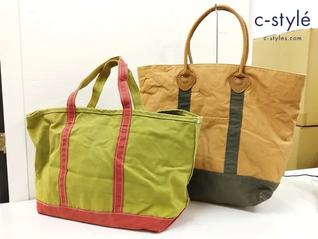 L.L.Bean トートバッグ キャメル系×グレー カーキ系×レッド 綿100％ 計2点