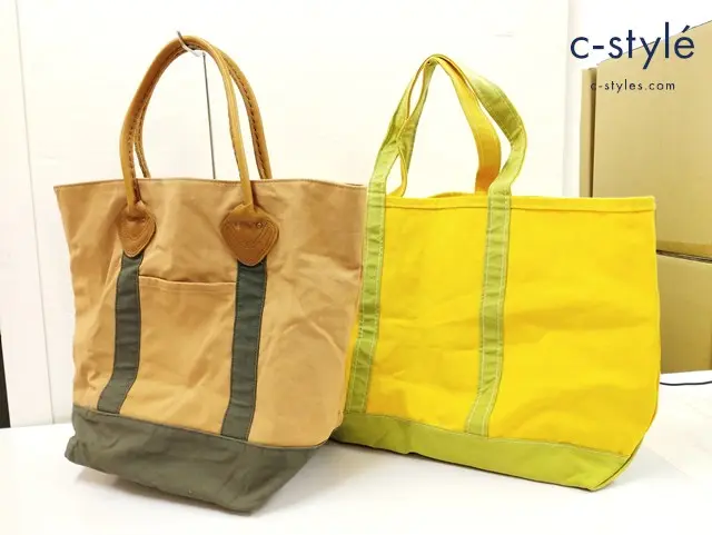 L.L.Bean トートバッグ キャメル系×グレー イエロー×グリーン 綿100％ 計2点