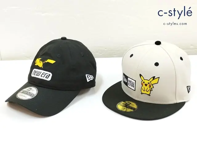 NEW ERA ニューエラ キャップ 7（55.8cm） グレー系×ブラック ブラック ポケモン ピカチュウ 計2点