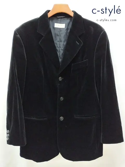 GIORGIO ARMANI LE COLLEZIONI ジャケット 52 ブラック Giacca Uomo 3B ベロア イタリア製 HG3028