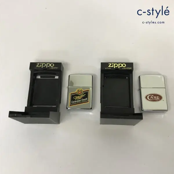 ZIPPO ジッポー オイルライター miller Genuine Draft ミラー ドラフトビール ’96 CASE ’96 シルバー 計2点