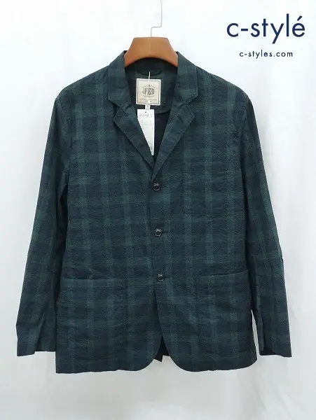 J.PRESS ジェイプレス テーラードジャケット XL グリーン系 チェック柄 3B