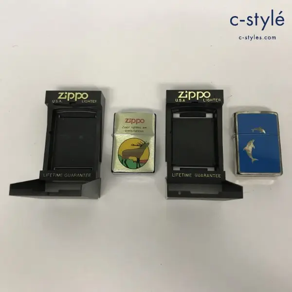 ZIPPO ジッポー オイルライター トナカイ アラ不思議? シリーズ ’94 シルバー イルカ ’02 ブルー 計2点