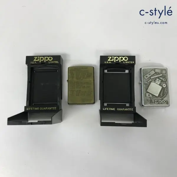 ZIPPO ジッポー オイルライター モデルリスト ゴールド系 ’92 シルバー ’00 計2点