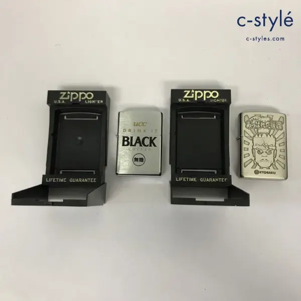 ZIPPO ジッポー オイルライター ucc DRINK IT BLACK COFFEE 無糖 ’01 ぱちんこ 京楽 あっぱれ応援団 ’04 計2点