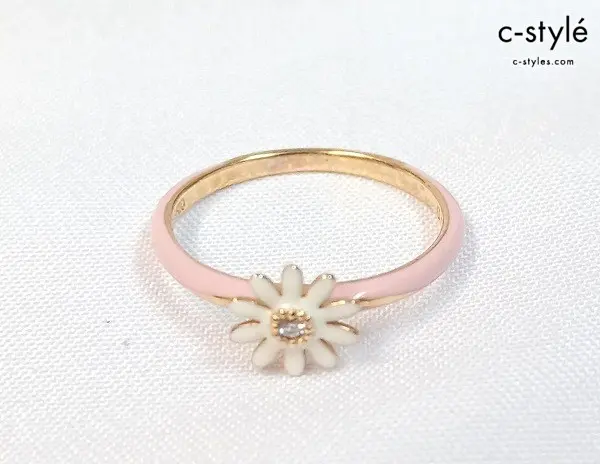 STAR JEWELRY スタージュエリー K10 リング ゴールド×ピンク 0.01ct 花 約1.03g