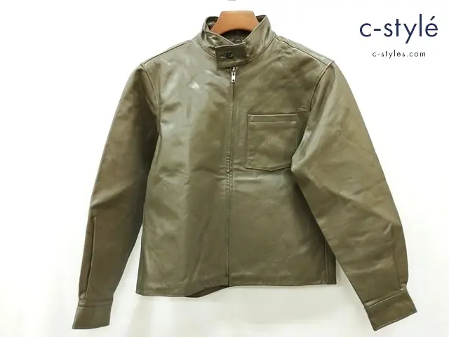HAROLD’S GEAR ハロルズギア レザージャケット L グレージュ系 スタンドカラー BM-1CO1