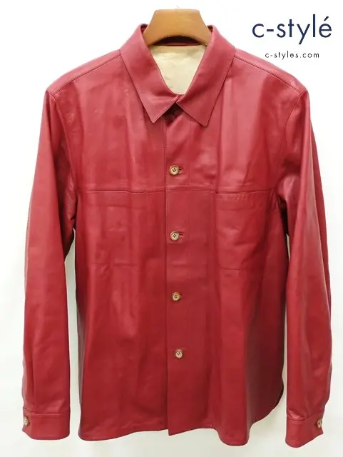 Ermenegildo Zegna エルメネジルドゼニア 長袖シャツ M レッド レザー イタリア製