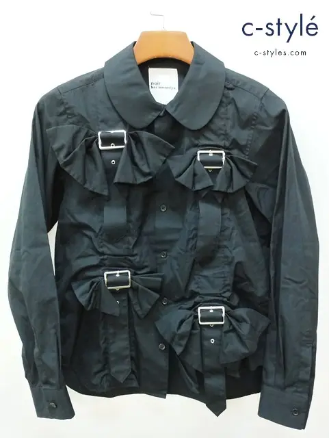noir kei ninomiya ノワールケイニノミヤ ブラウス S ブラック 綿100% 長袖シャツ 3L-B013 レディース