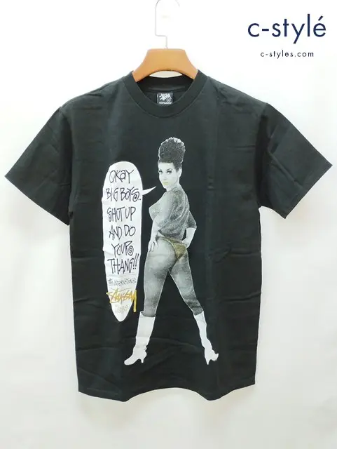 STUSSY ステューシー Tシャツ M ブラック 半袖 綿100% プリント Okay Big Boys Tee