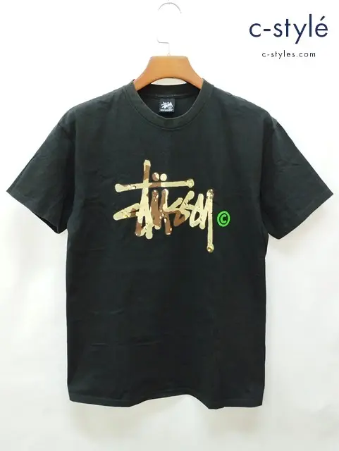 STUSSY ステューシー Tシャツ M ブラック 半袖 綿100% プリント Camouflage Logo Tee