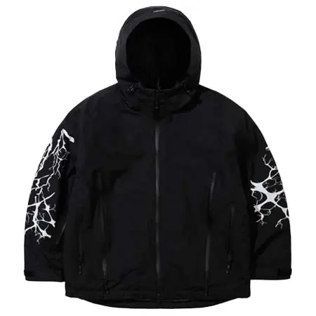 ビーエスラビット(BSRABBIT) スノーボードウェア  Dual Zip Seam Sealing Hooded Jacket Ink Splatter Black