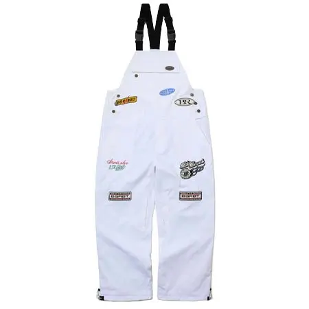 ビーエスラビット(BSRABBIT) スノーボードウェア  Variety Patchwork Wide Bib Pants White