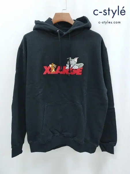 XLARGE エクストララージ パーカー L ブラック トムとジェリー TOM AND JERRY HOODED SWEAT