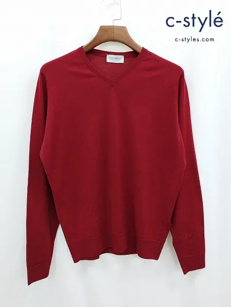 JOHN SMEDLEY ジョンスメドレー Vネックニット L レッド