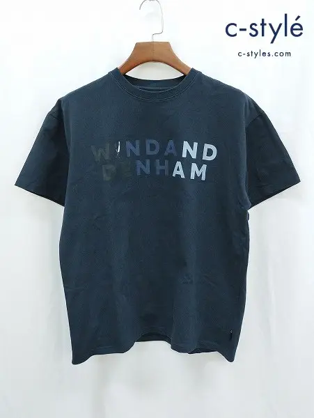 WIND AND SEA×DENHAM ウィンダンシー×デンハム LOGO PRINT T-SHIRTS Tシャツ M ネイビー