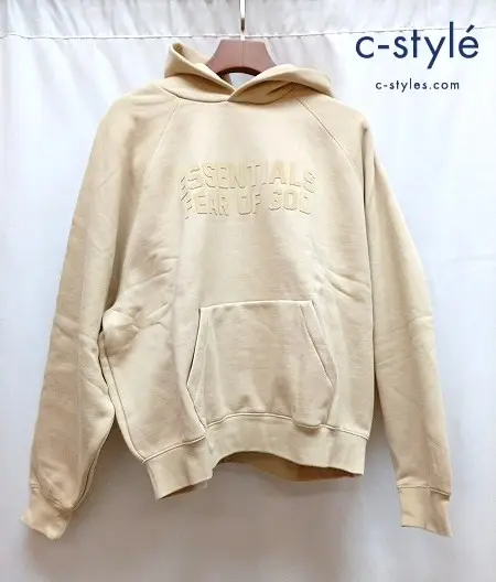 FOG ESSENTIALS エフオージー エッセンシャルズ Silicon Logo Print Hoodie パーカー M ベージュ