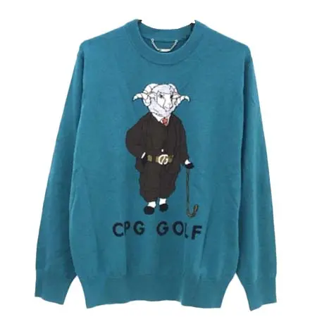 CPG GOLF(シーピージーゴルフ) ゴルフウェア  セーター ブルーグリーン×ダークブラウン 羊柄