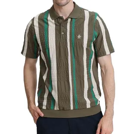 ペンギンバイマンシングウェア(Penguin by Munsingwear) ゴルフウェア  サッカーストライプ半袖シャツ MG6FHS21M