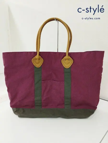L.L.Bean エルエルビーン トートバッグ パープル系 コットン100% レザーハンドル 0WY72