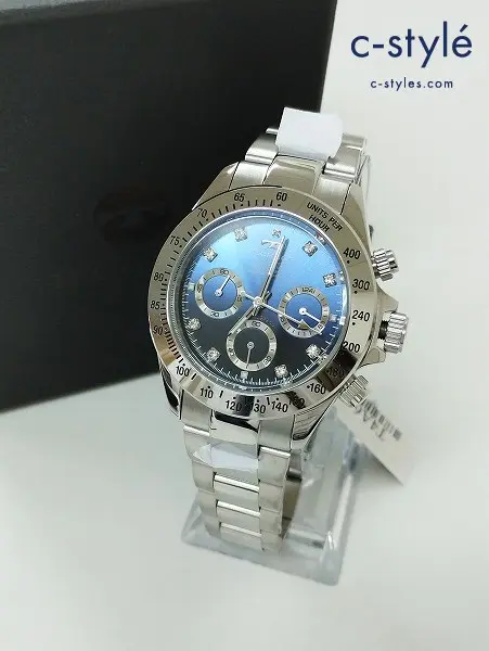 TECHNOS テクノス 腕時計 ブルー×シルバー クロノグラフ クォーツ式 T4A66