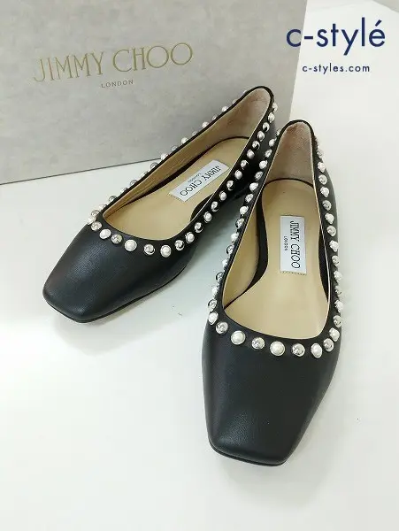 JIMMY CHOO ジミーチュウ フラットパンプス 35 ブラック MIRELE FLAT J00013982735