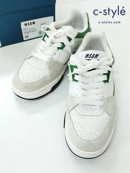 MSGM エムエスジーエム スニーカー 40 ホワイト系 ロゴプリントパネル SCARPA UOMO 3640MS604834