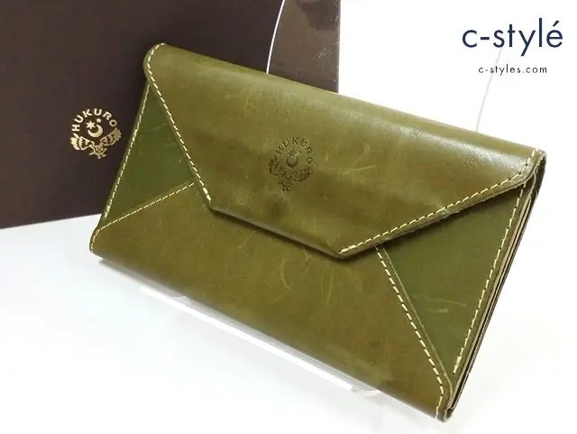 HUKURO フクロ 長財布 カーキ letter コンパクト