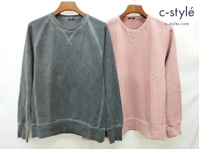DENHAM デンハム スウェット M グレー L ピンク クルーネック 長袖 トレーナー 計2点