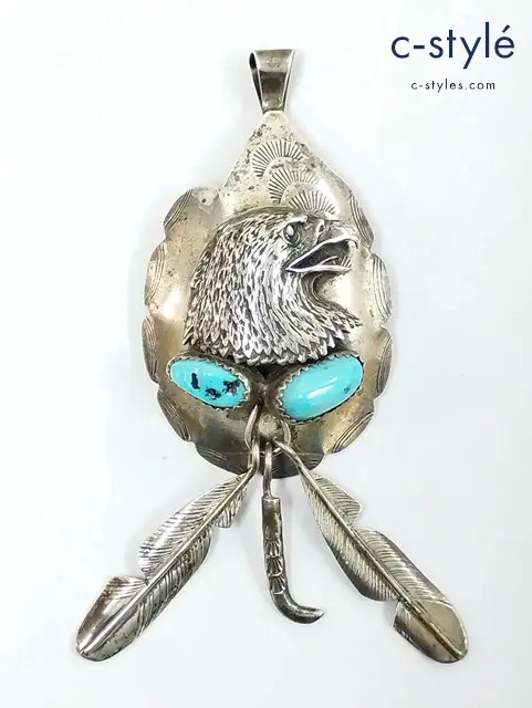 NAVAJO ナバホ F. James Prewitt NM スターリング シルバー ターコイズ イーグル ペンダント