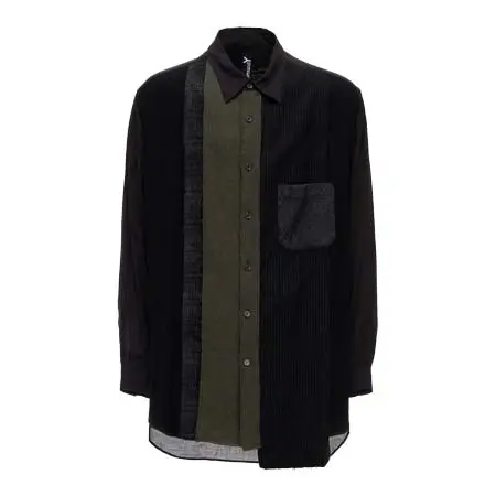 Yohji Yamamoto(ヨウジヤマモト) SWITCHING MATERIAL PATCHWORK SHIRT GW-B11-809-1-03