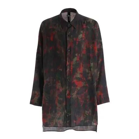 Yohji Yamamoto(ヨウジヤマモト) COTTON WOOL VIYELLA SHADOW FLORAL PATTERN DOLMAN SHIRT GW-B08-012-1-03