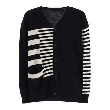Yohji Yamamoto(ヨウジヤマモト) COTTON HIGH-TWIST INTARSIA BORDER CARDIGAN UQ-K05-026-1-03