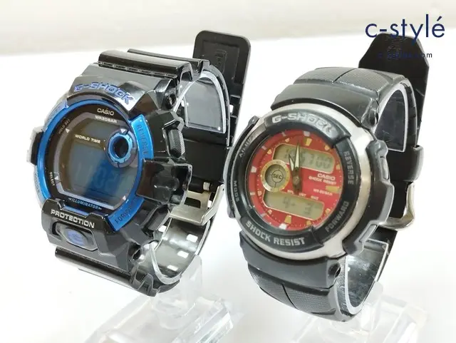 CASIO カシオ 腕時計 ブルー×ブラック レッド×ブラック デジタル G-SHOCK ジーショック G-8900A G-300 計2点