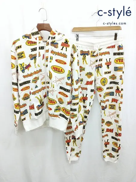 HYSTERIC GLAMOUR ヒステリックグラマー パーカー スウェットパンツ L マルチカラー 総柄 セットアップ