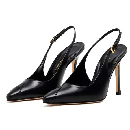 アレッサンドラ リッチ(Alessandra Rich)   LEATHER SLINGBACKS WITH POINT