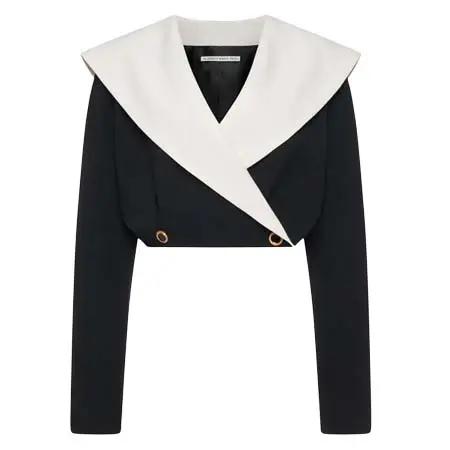 アレッサンドラ リッチ(Alessandra Rich)   WOOL CR?PE CROPPED DOUBLE BREASTED JACKET