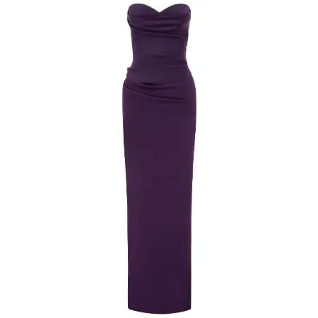 アレックス ペリー(Alex Perry)   Strapless Sweetheart Drape Column in Satin Crepe