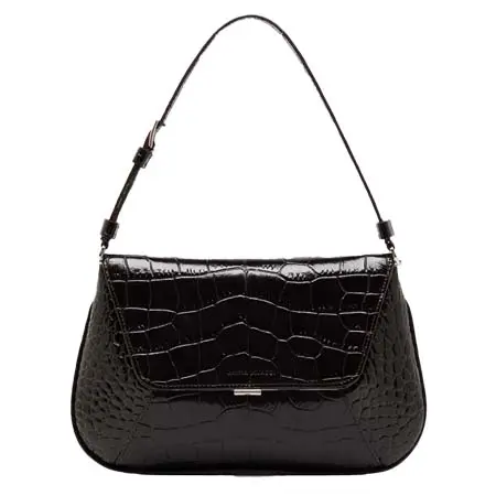 アミナ ムアディ(Amina Muaddi)   Ami Bag Brown Shiny Croc