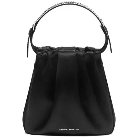 アミナ ムアディ(Amina Muaddi)   Vittoria Crystal Bag Black Satin And White Crystals