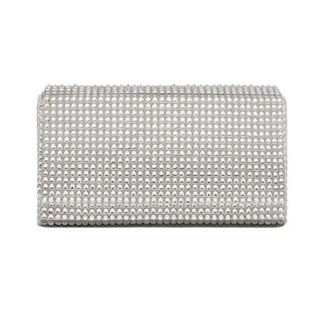 アミナ ムアディ(Amina Muaddi)   Paloma Mini Clutch Silver Satin And White Crystals