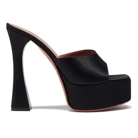 アミナ ムアディ(Amina Muaddi)   Dalida Plateau Slipper 140 Black Satin