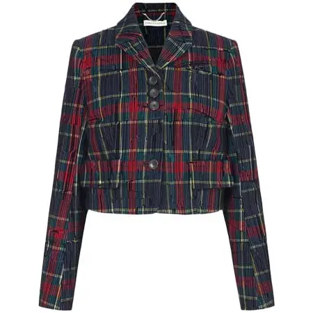 エミリア ウィックステッド(Emilia Wickstead)   Chapel Jacket in Red & Green Flocked Check